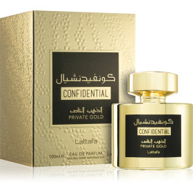 Boîte et bouteille de parfum confidential gold